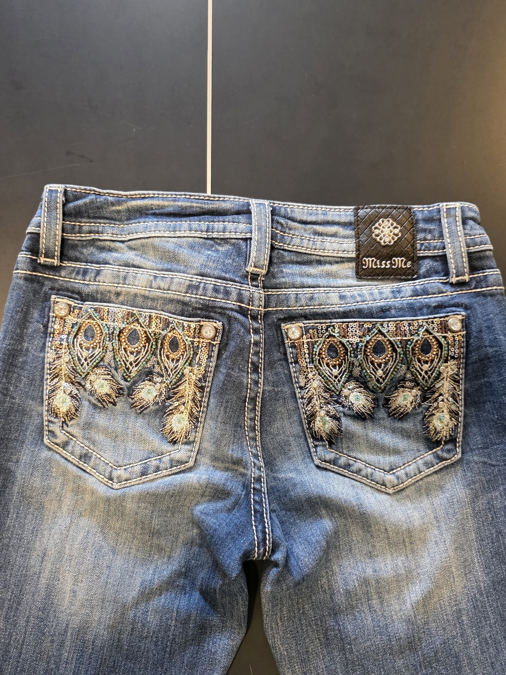 Miss Me Blue Jeans with Embroidered Back Pocket - Picture 3 of 4